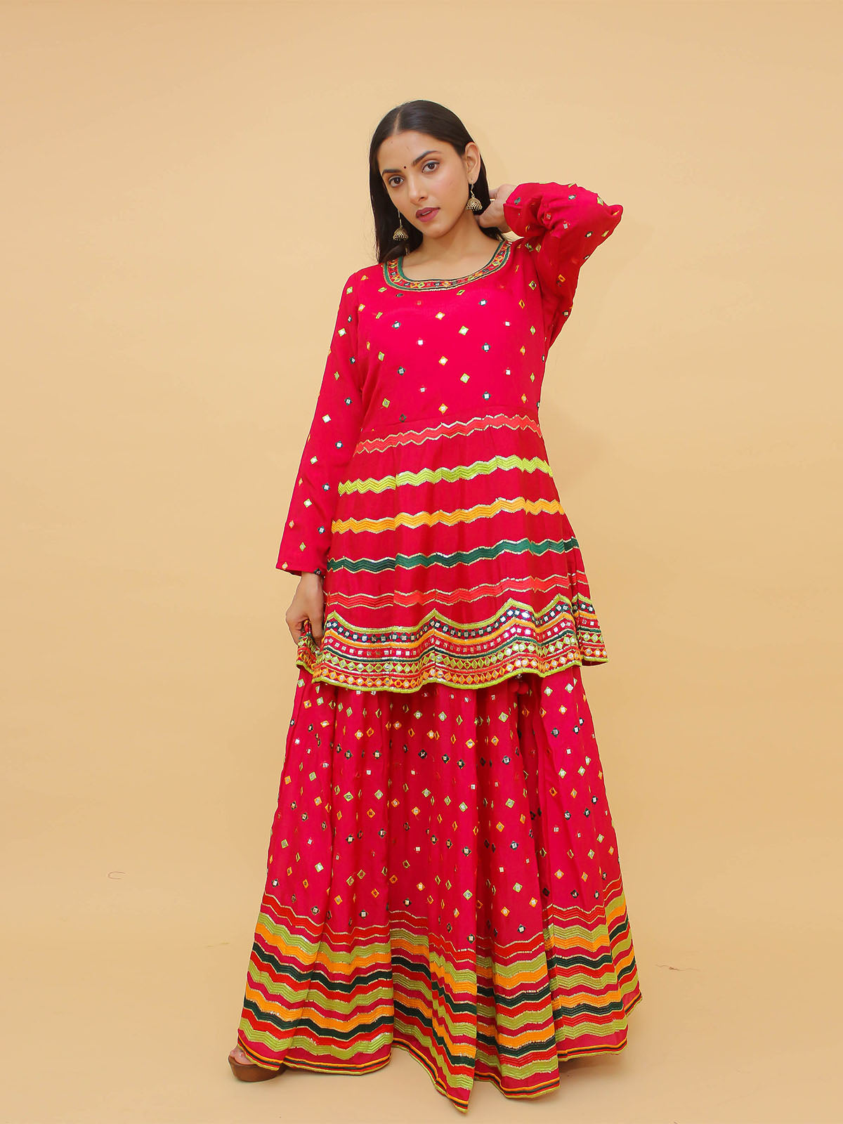 Odette Pink Embroidered Art Silk Stitched Lehenga With Blouse For Women