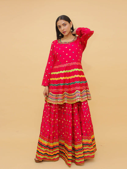 Odette Pink Embroidered Art Silk Stitched Lehenga With Blouse For Women