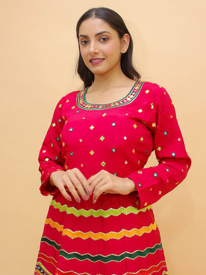 Odette Pink Embroidered Art Silk Stitched Lehenga With Blouse For Women