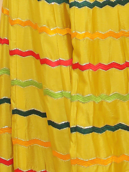 Odette Yellow Embroidered Chinon Stitched Lehenga With Blouse For Women