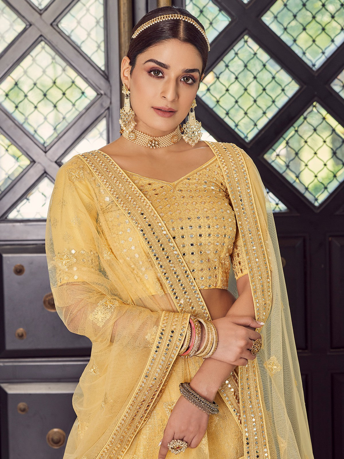 Odette Women Beige Classic Semi Stitched Lehenga With Unstitched Blouse