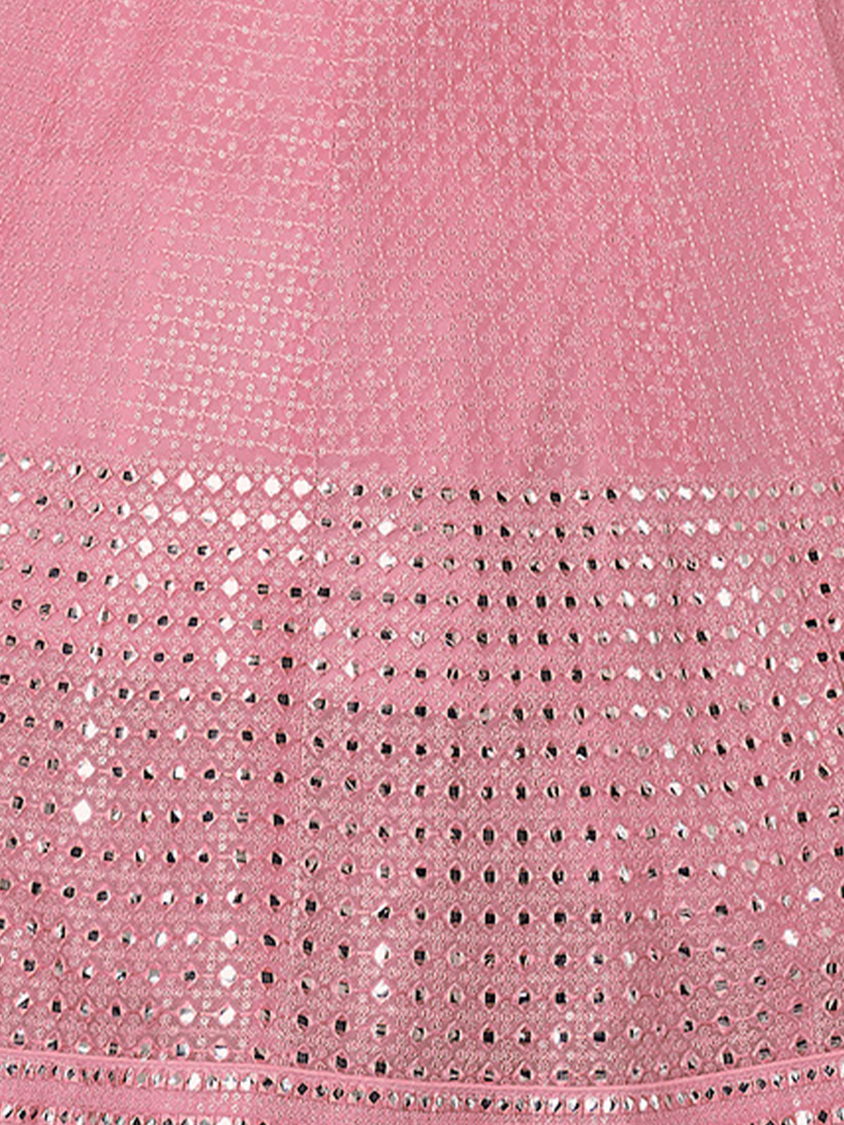 Odette Women Pink Embroidered Georgette Semi Stitched Lehenga With Unstitched Blouse