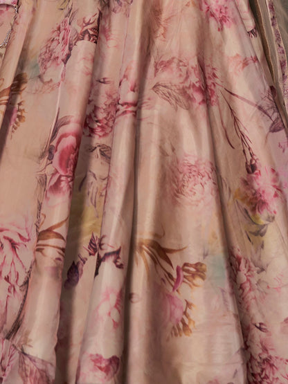 Odette Multicolor Organza Printed Stitched Lehenga With Blouse For Women