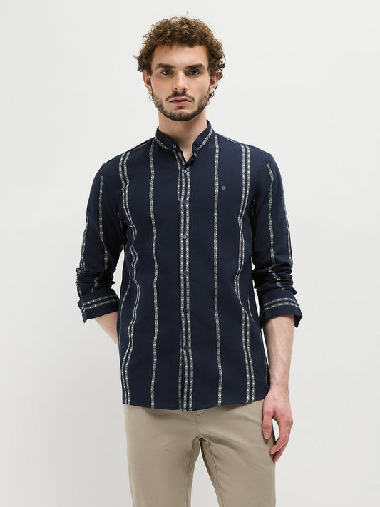 Dark Blue Stripes Casual Shirt