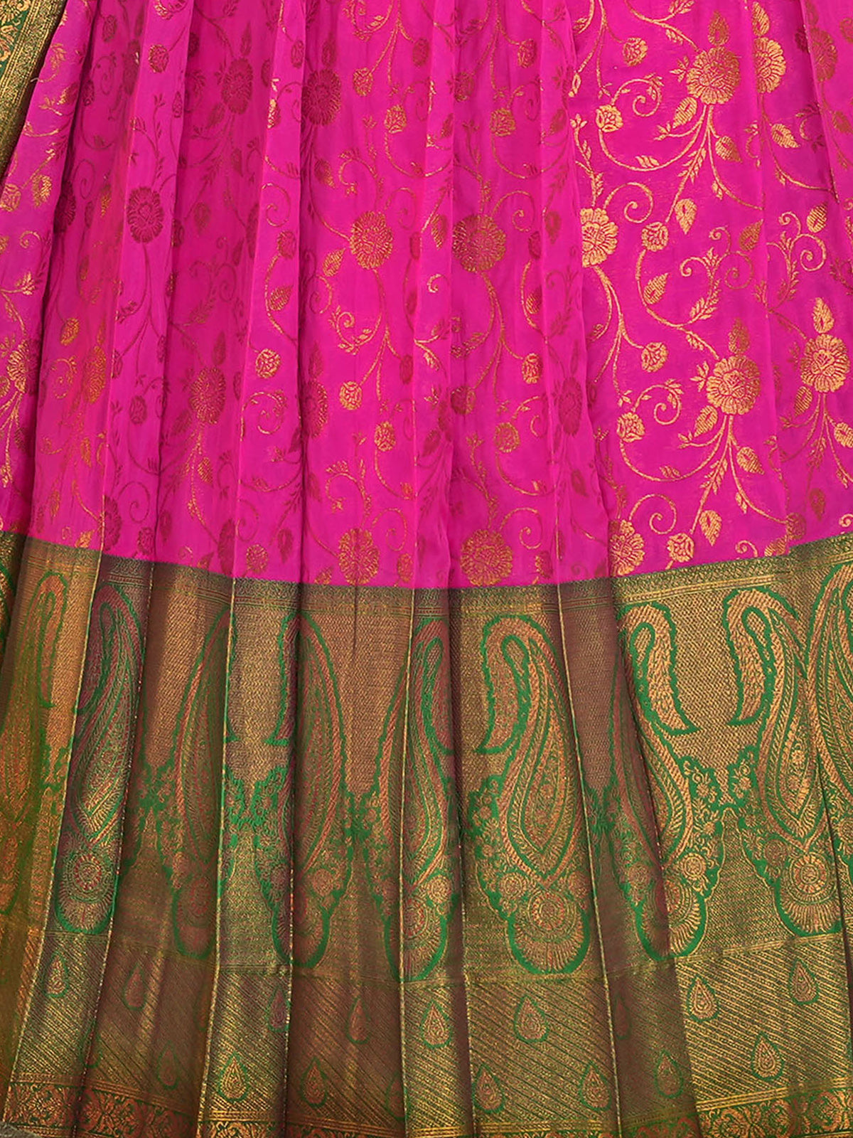 Odette Women Pink Silk Woven Semi Stitched Lehenga With Unstitched Blouse