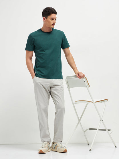 Olive Printed  Crew Neck T Shirt