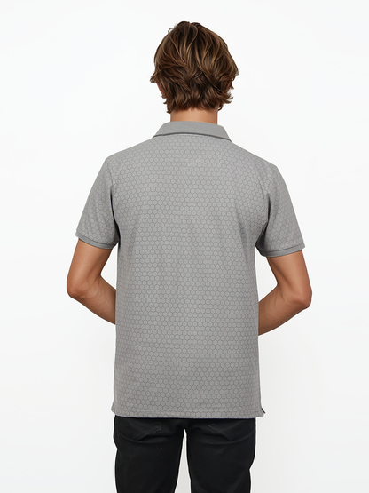 Light Grey Printed Polo T Shirt