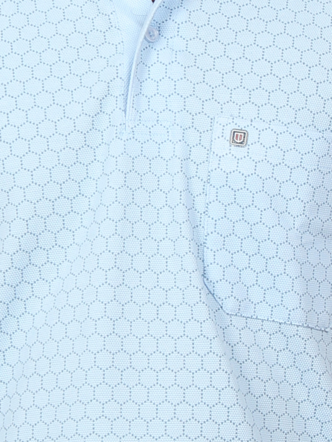 Sky Blue Printed Polo T Shirt