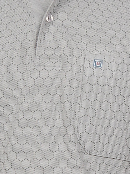 Light Grey Printed Polo T Shirt