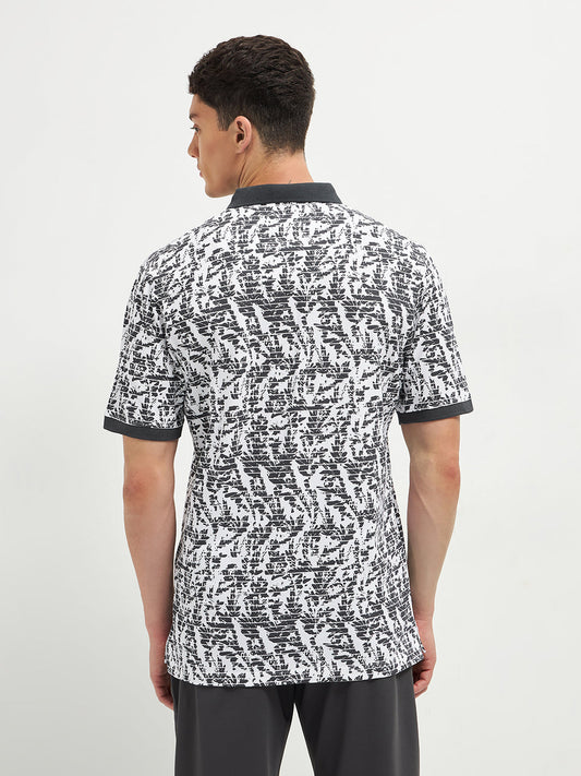 Black Printed Polo T Shirt