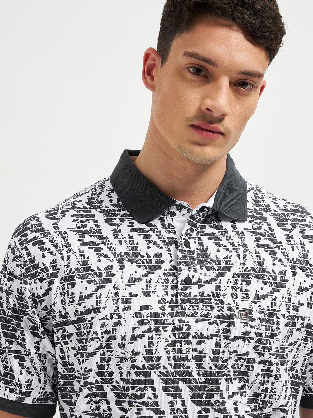 Black Printed Polo T Shirt