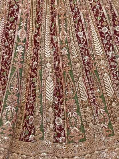 Odette Multicolor Soft Net Embroidered Semi-Stitched Lehenga With Unstitched Blouse For Women