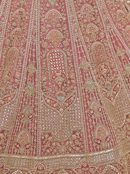 Odette Light Pink Soft Net Embroidered Semi-Stitched Lehenga With Unstitched Blouse For Women