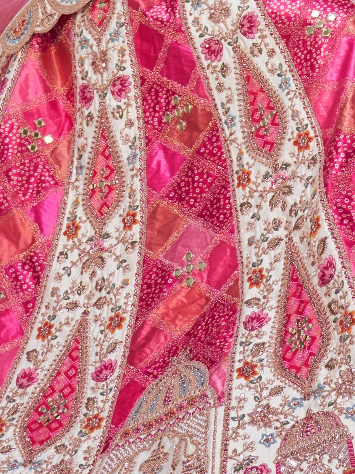 Odette Pink Organza  Embroidered Semi-Stitched Lehenga With Unstitched Blouse For Women
