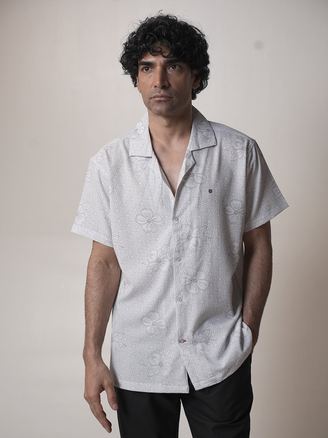 White Printed Casual Shirt