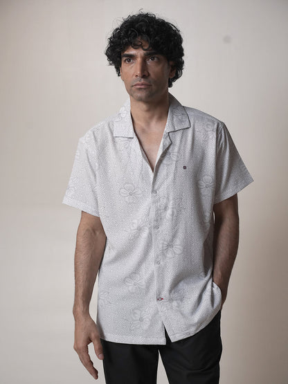 White Printed Casual Shirt