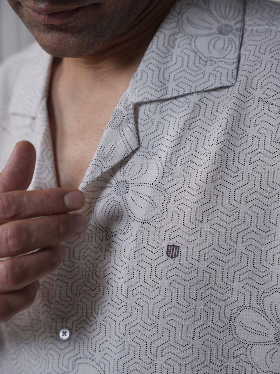 White Printed Casual Shirt