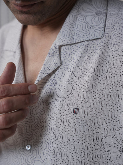 White Printed Casual Shirt