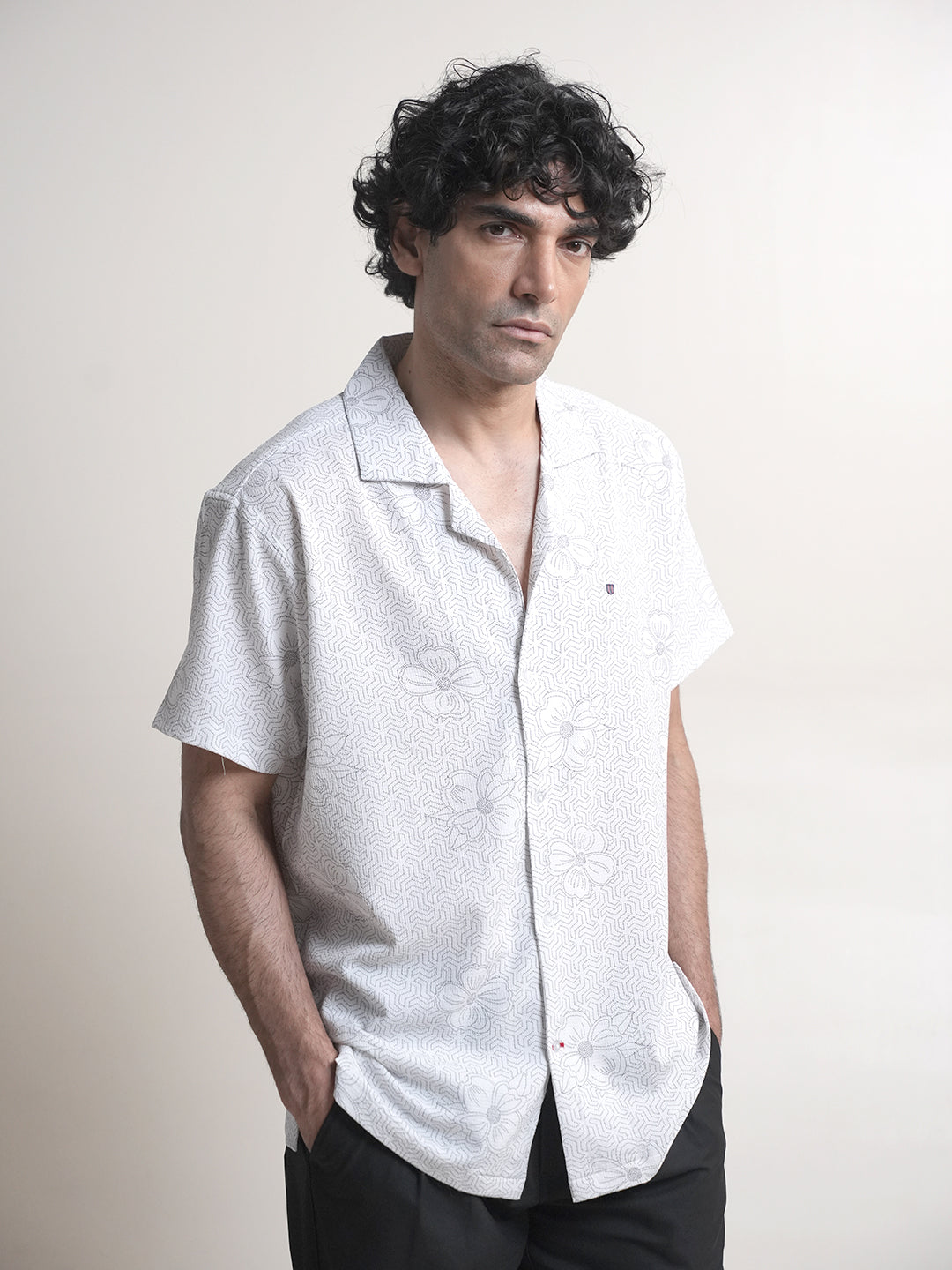 White Printed Casual Shirt