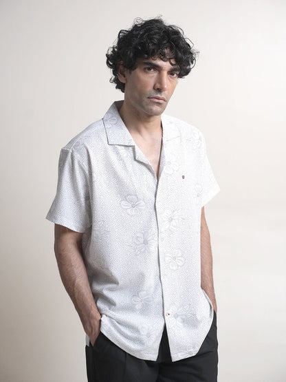 White Printed Casual Shirt