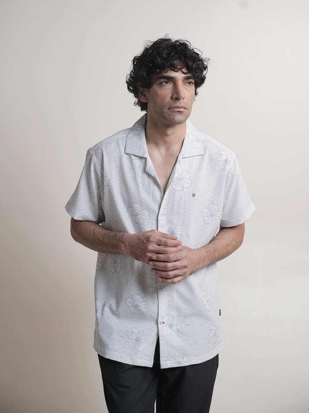 White Printed Casual Shirt