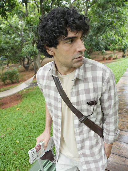 Light Brown Checked Casual Shirt