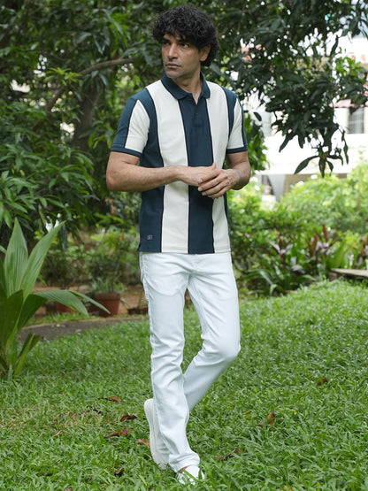 Dark Blue Stripes  Polo T Shirt