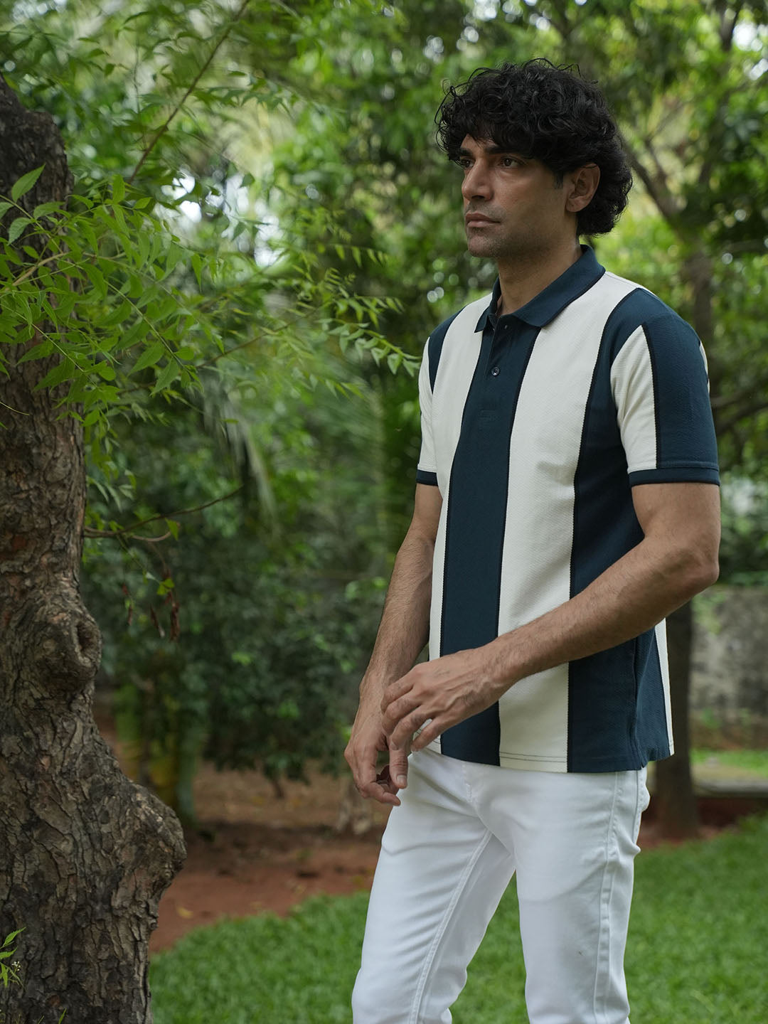 Dark Blue Stripes  Polo T Shirt