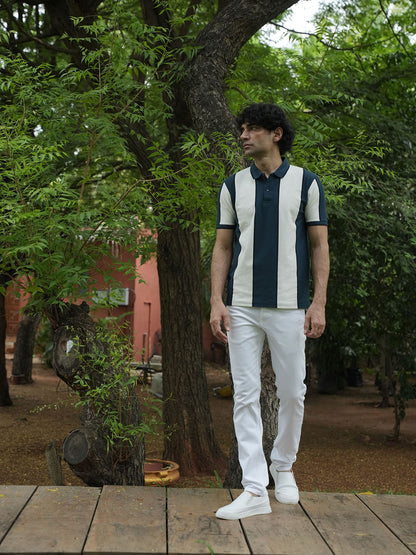 Dark Blue Stripes  Polo T Shirt