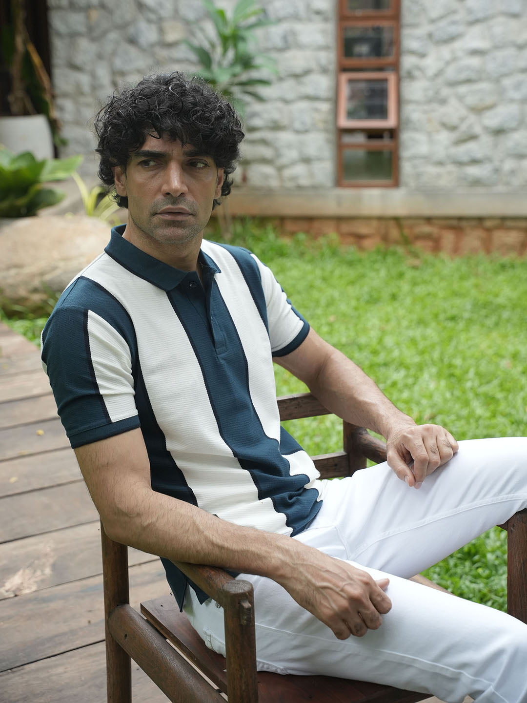 Dark Blue Stripes  Polo T Shirt