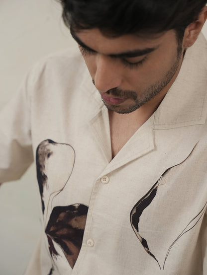 Beige Panel Printed Casual Shirt