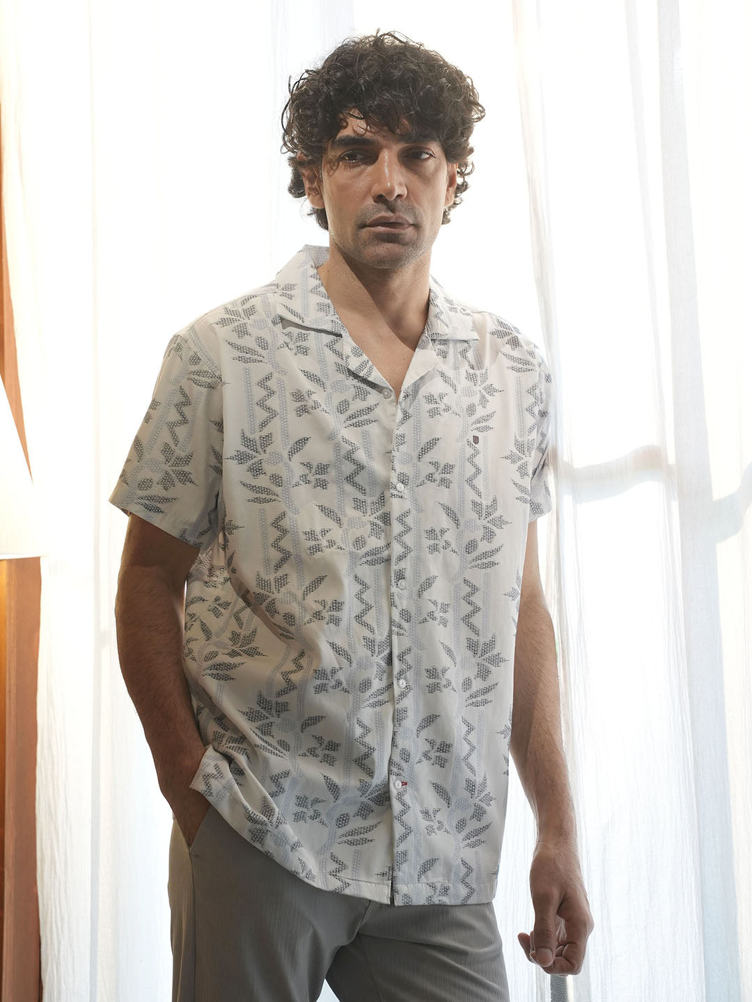 White Printed Casual Shirt