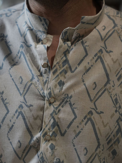 Blue Casual Printed Kurta