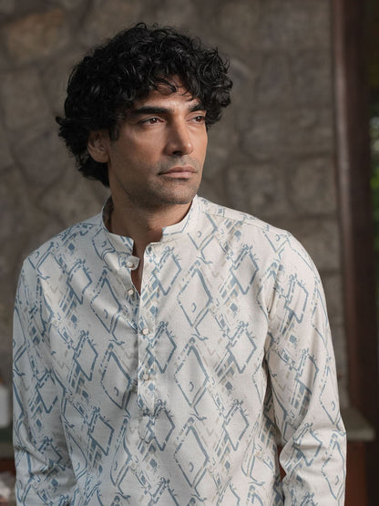 Blue Casual Printed Kurta