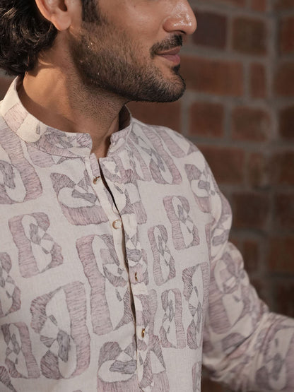 Peach Casual Printed Kurta