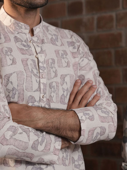 Peach Casual Printed Kurta