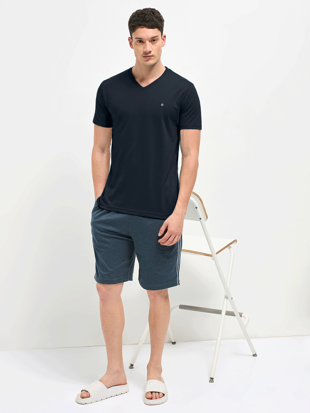 Lotto T-Shirt V Neck Medieval Blue