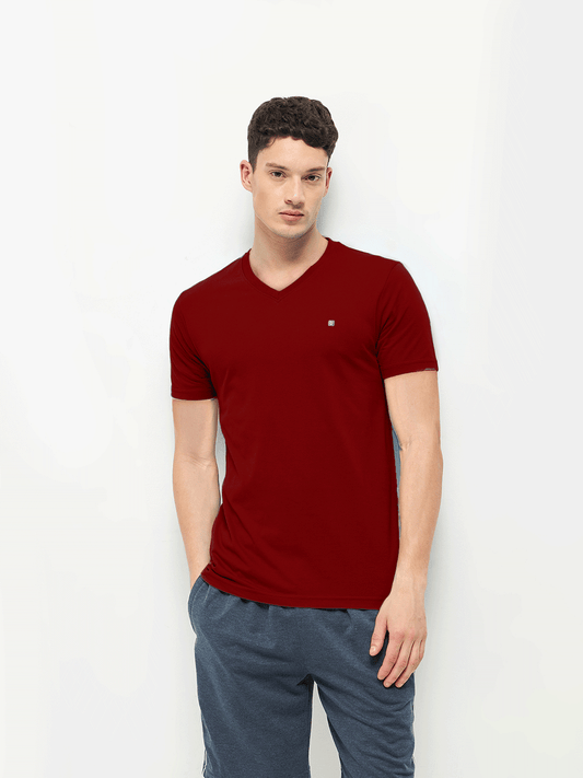 Lotto T-Shirt V Neck Wine Red