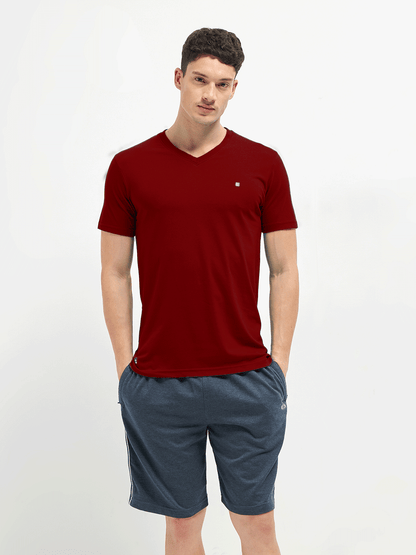 Lotto T-Shirt V Neck Wine Red