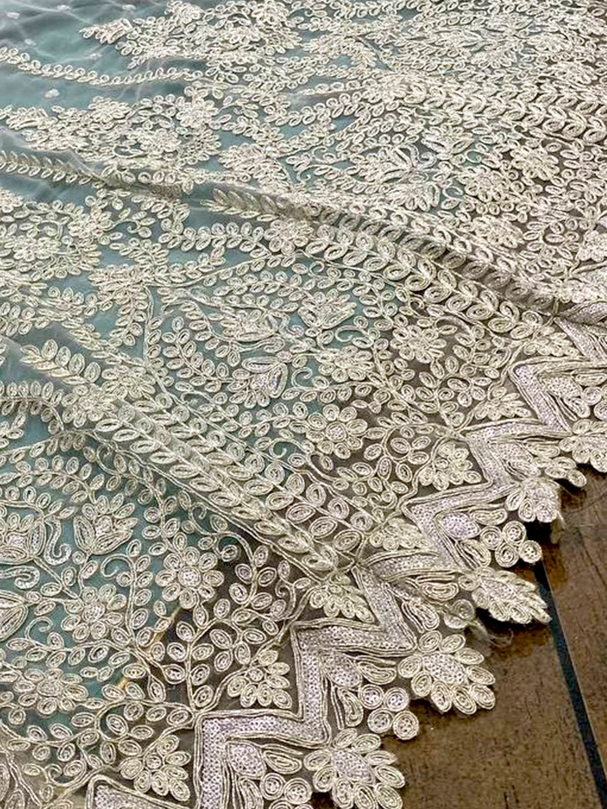 Odette Women Green Net Semi Stitched Lehenga With Unstitched Blouse