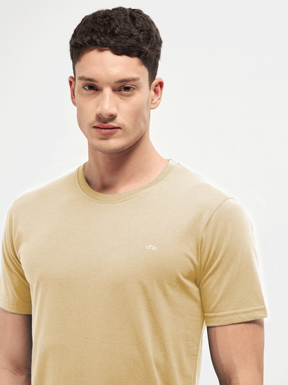 Motto Crew Neck T-Shirt Beige