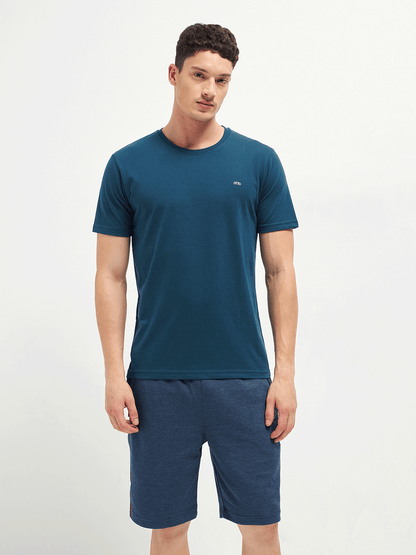 Motto T-Shirt Crew Neck Blue