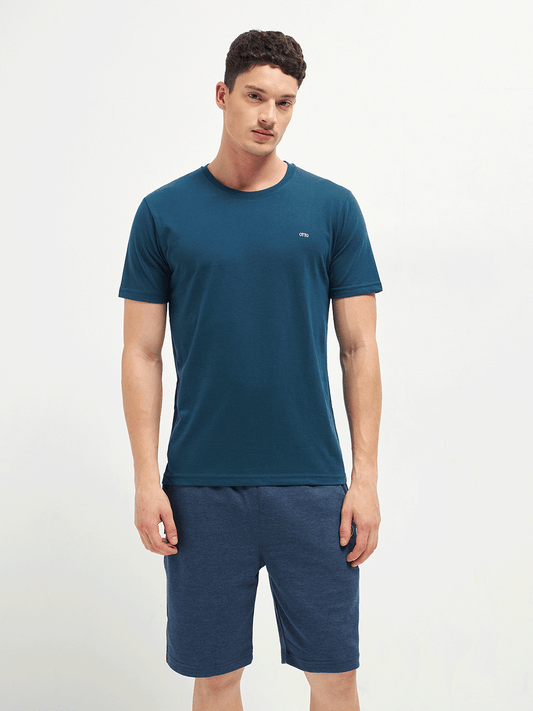 Motto T-Shirt Crew Neck Blue
