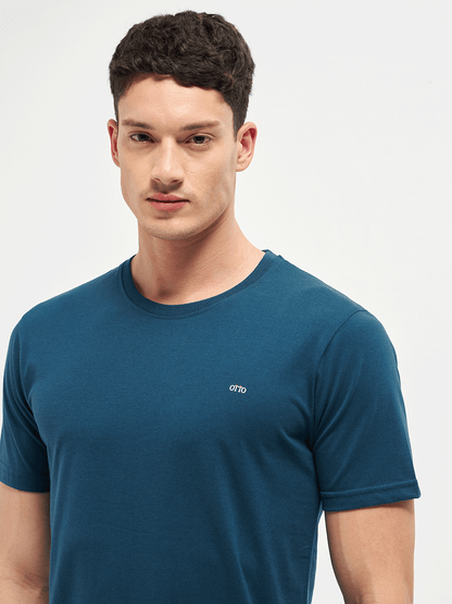 Motto T-Shirt Crew Neck Blue