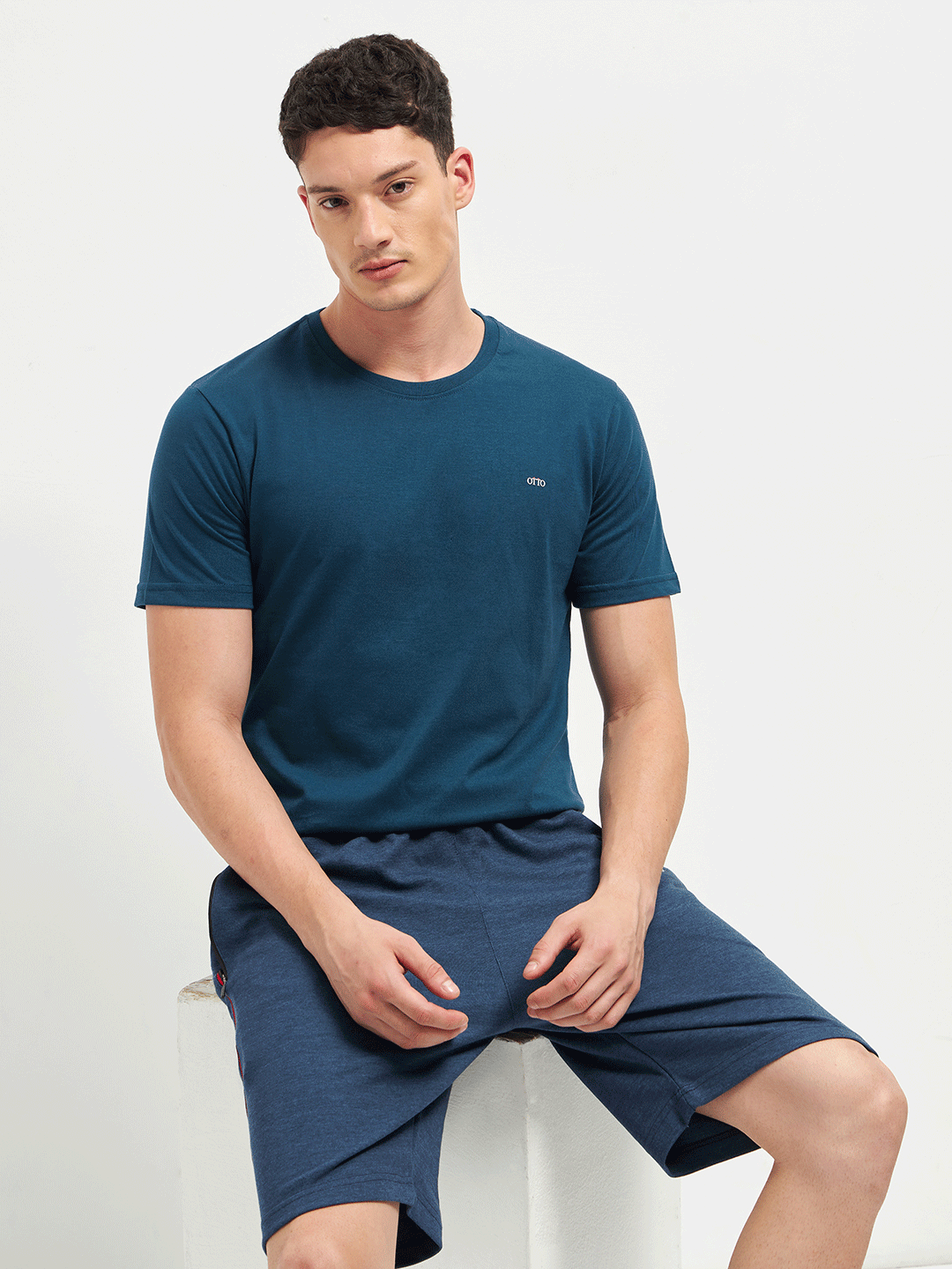 Motto T-Shirt Crew Neck Blue