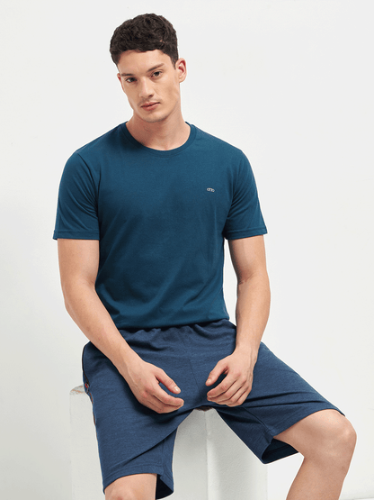 Motto T-Shirt Crew Neck Blue