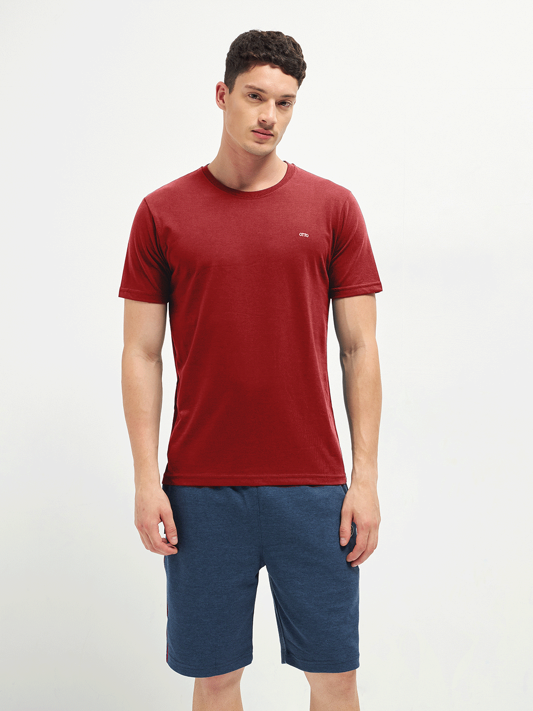 Motto T-Shirt Crew Neck Wine Red