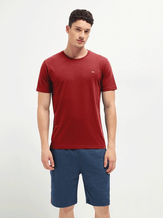 Motto T-Shirt Crew Neck Wine Red