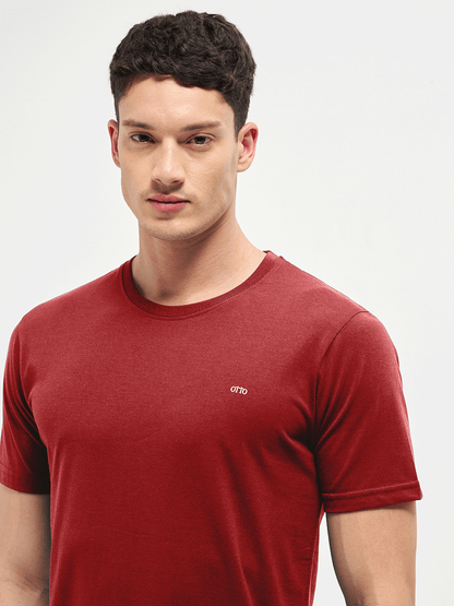 Motto T-Shirt Crew Neck Wine Red