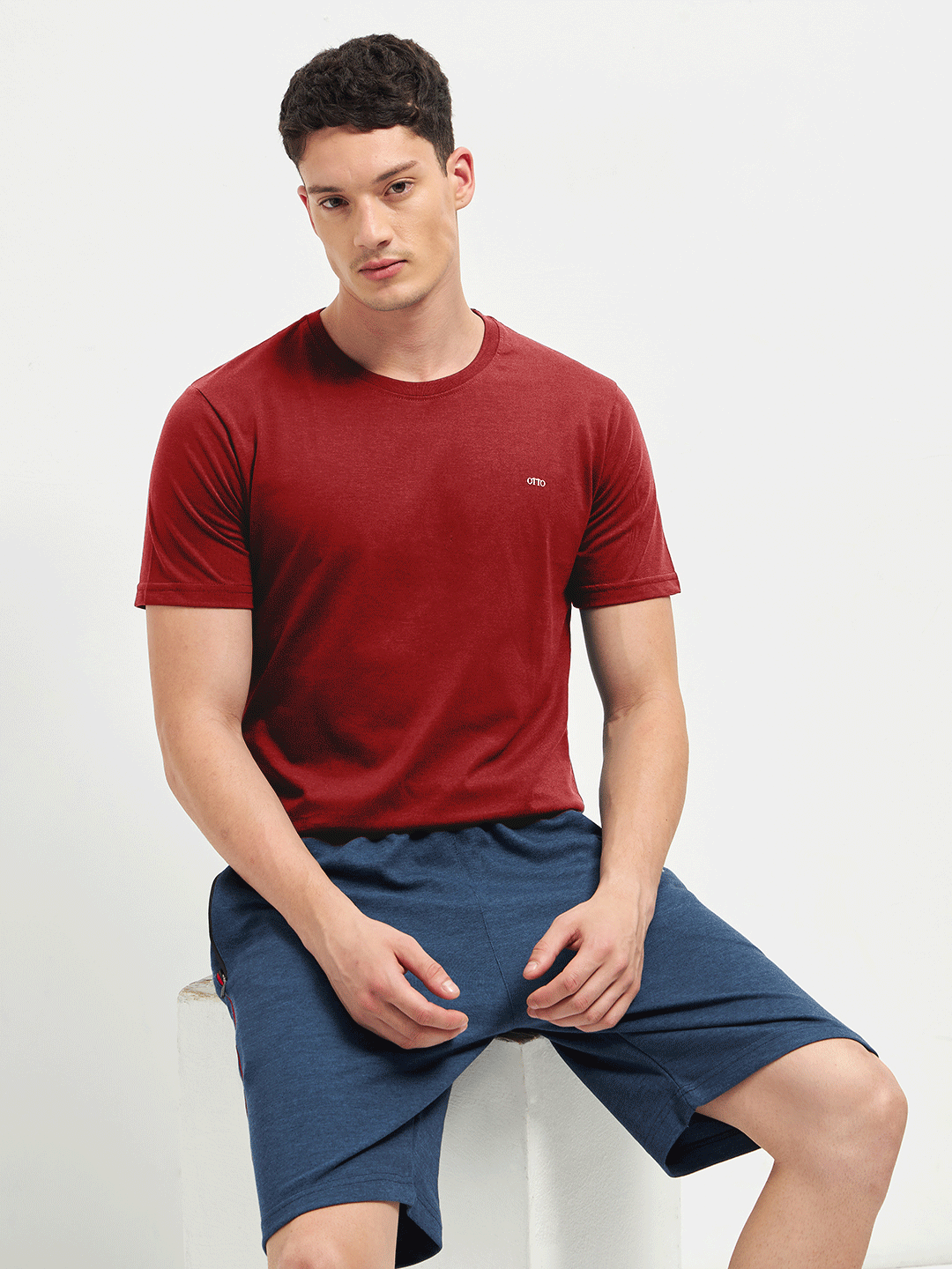 Motto T-Shirt Crew Neck Wine Red